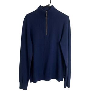Neiman Marcus Cashmere Sweater Mens Size Large Blue Pullover 1/4 Zip Knit *